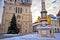 Zagreb cathedral and Kaptol square snow view