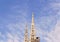 Zagreb cathedral towers high in the blue sky