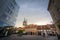 ZAGREB, CROATIA - JUNE 19, 2021: Zagrebacka Katedrala, also known as Zagreb cathedral, seen at dusk from Kaptol district.