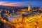 Zagreb Croatia at Sunset. View from above of Ban Jelacic Square