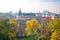 Zagreb skyline autumn morning fog view