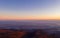 Zagreb Skyline in Croatia. Castle and Sunset Light Colorful Sky in Background. View from the top of Medvednica Mountain.  Haze