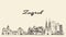 Zagreb skyline Croatia hand drawn vector sketch