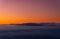 Zagreb Skyline in Croatia. Sunset Light Colorful Sky in Background. View from the top of Medvednica Mountain