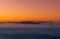 Zagreb Skyline in Croatia. Sunset Light Colorful Sky in Background. View from the top of Medvednica Mountain