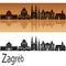 Zagreb skyline in orange