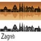 Zagreb skyline in orange background