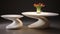 Zaha Hadid Inspired Tables With Whirly Vase And Oriental Minimalism