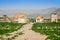 Zaida, Morocco - April 09, 2015. Ruins of old buildings in desert inhabited by berber family