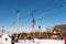 Zakopane,Gubalowka Poland - February 19, 2019. A single ski lift for skiers at the top of Gubalowka mountain in Zakopane. Ski scho