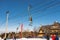 Zakopane,Gubalowka Poland - February 19, 2019. A single ski lift for skiers at the top of Gubalowka mountain in Zakopane. Ski scho