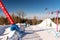 Zakopane,Gubalowka Poland - February 19, 2019. A single ski lift for skiers at the top of Gubalowka mountain in Zakopane. Ski scho