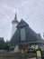 ZAKOPANE, POLAND - 13.10.2021: snowing and Sanctuary of Our Lady of Fatima in Zakopane
