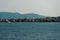 Zakynthos, Greece island capital sea view with low rise waterfront buildings.