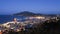 Zakynthos panorama over the capital city Zante Town at night wit