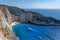 Zakynthos Shipwreck Navagio beach cove with luxury yachts view from cliff observation view point