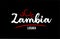 Zambia country on black background with red love heart and its capital Lusaka