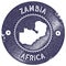 Zambia map vintage stamp.