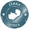 Zambia map vintage stamp.