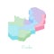 Zambia region map: colorful isometric top view.