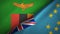 Zambia and Tuvalu two flags textile cloth, fabric texture