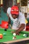 Zambian black guys play billiards
