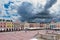 ZamoÅ›Ä‡, Polans - July 10, 2022: .A beautiful market square with colorful tenement houses in ZamoÅ›Ä‡. A city inscribed on the