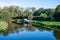 Zandbergen, East Flemish Region, Belgium - Ship reflecting at the banks fo the river Dender