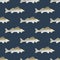 Zander fish wild nderwater predator seamless pattern