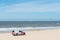 Zandvoort beach, the Netherlands, surf life saving vehicle on the beach