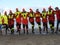 Zandvoort, The Netherlands - 1 Januari 2019: traditional New Years Dive Nieuwjaarsduik. Happy water rescue team Reddingsbrigade