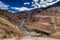 Zanskar river flowing through rocks of Ladakh, Jammu and Kashmir, India,