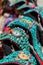 Zanskari women wearing ethnic traditional Ladakhi headdress with turquoise stones called Perakh Perak, Ladakh