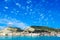 Zante town panorama from the sea. Sunny summer day on the island