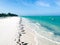 Zanzibar beach from drone blue water
