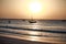 Zanzibar island traditional boat in the ocean at sunset