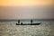 Zanzibar island traditional boat in the ocean at sunset