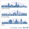 Zaporozhye, Krivoy Rog, Kiev City skyline set. Ukraine. Vector silhouette on white.