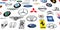 ZAPOROZHYE, UKRAINE - DECEMBER 20, 2017: Logos collection of different brands of cars, printed on paper