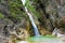 Zapotoski waterfall in Zadnja Trenta in Julian alps and Triglav national park