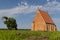 Zapyskis, Lithuania July 20 2022: early Gothic red brick church built between 1530 and 1578 In Lithuania, Zapyskis, Kaunas