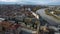 Zaragoza aerial townscape with river Ebro, Spain