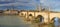 Zaragoza - The panorama of bridge Puente de Piedra and Basilica del Pilar in the morning light