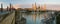 Zaragoza Panorama and Ebro river in early morning lights