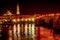 Zaragoza Saragossa , Spain. Night view of Basilica Pillar. Capital city of of Aragon