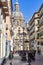 Zaragoza, Spain - The Basilica of Our Lady of the Pillar seen from the Alfonso shopping street, Zaragoza, Aragon,