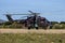 ZARAGOZA, SPAIN - MAY 20,2016: Special painted Czech Republic Air Force Mil Mi-24 Hind attack helicopter taxiing on Zaragoza