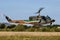 ZARAGOZA, SPAIN - MAY 20,2016: Special painted Italian Air Force Agusta Bell AB-212 military helicopter from 21 Gruppo landing on