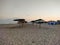 Zatoka, Odessa, Ukraine - September 4, 2021: Black Sea beach after sunset