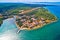 Zaton beach and cap Punta Skala aerial view